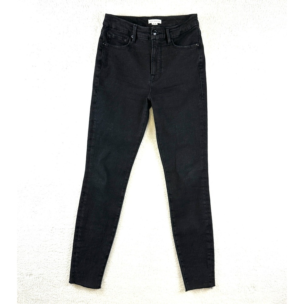 Good‎ American High Rise Skinny Jeans Black Raw Hem women  6 / 28 Style
